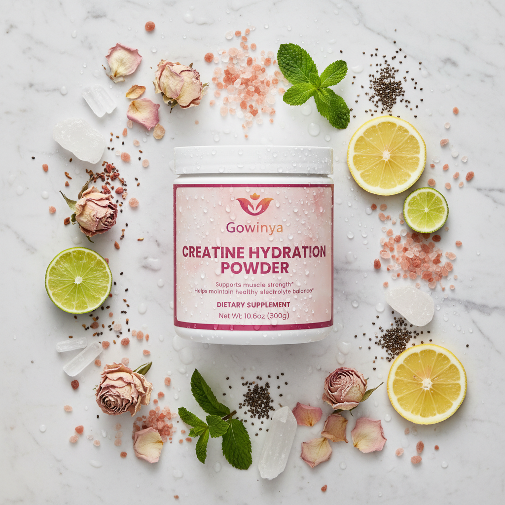 Creatine ingrédients naturels rose et blanc